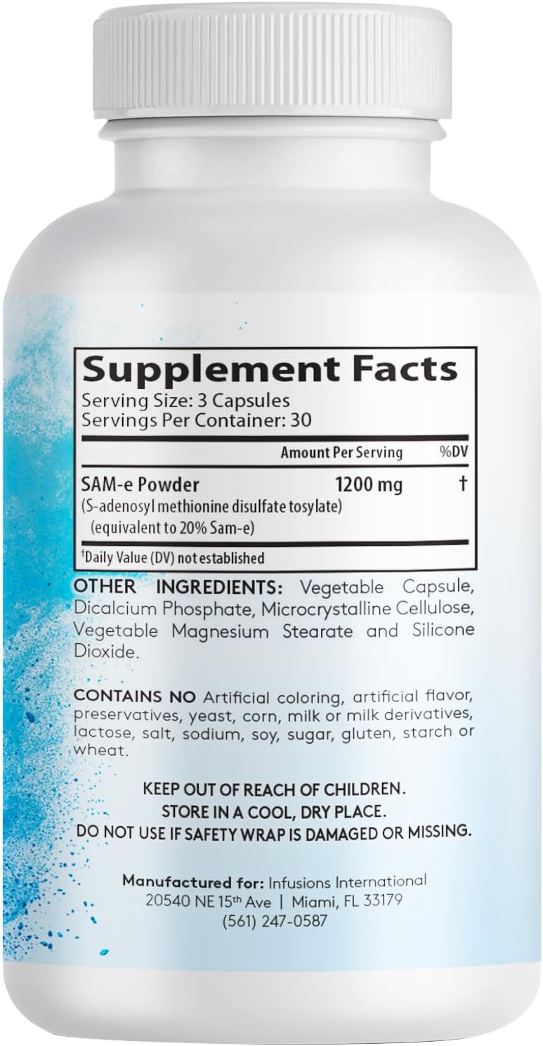 Infusions Maximum Strength Pure SAM-e 1200mg, 90 Vegetable Capsules - görsel 3