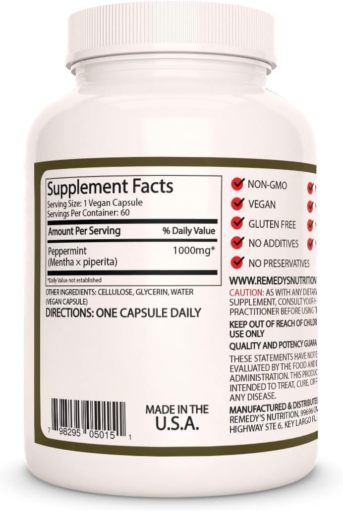 Remedy's Nutrition Peppermint Leaf | 1000 mg, 60 Vegan Capsules - görsel 2