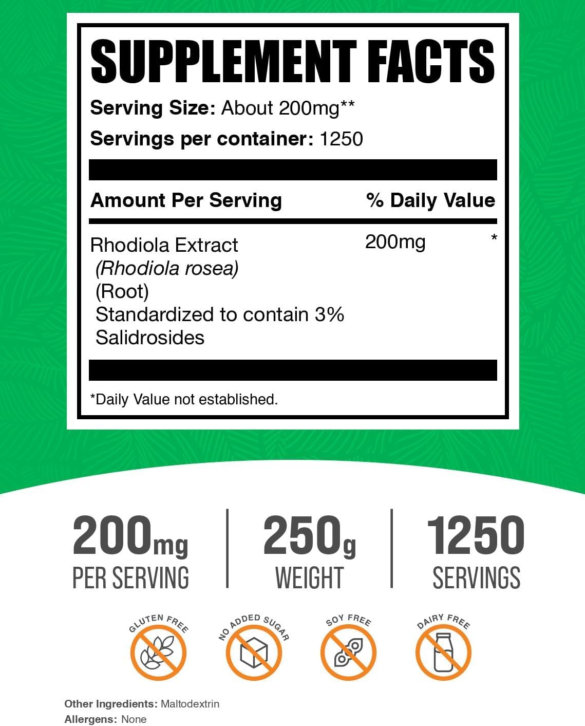 BulkSupplements Rhodiola Extract Powder - 3% Salidrosides, 250g - görsel 2