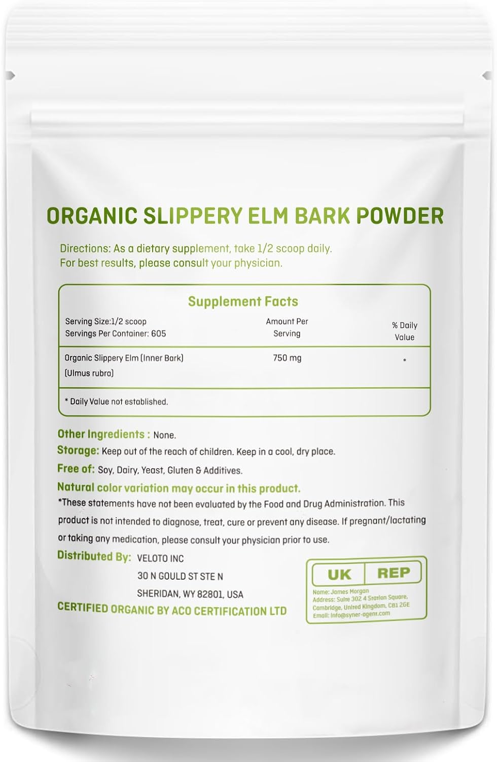 Organic Slippery Elm Bark Powder – 454 g – Pure Inner Bark, Vegan, Gluten-free - görsel 2