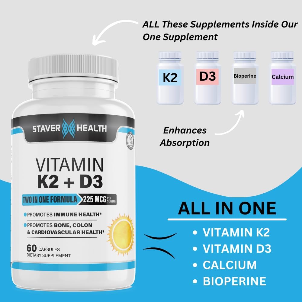Staver Health Vitamin K2 and D3 with Calcium and Bioperine - görsel 4
