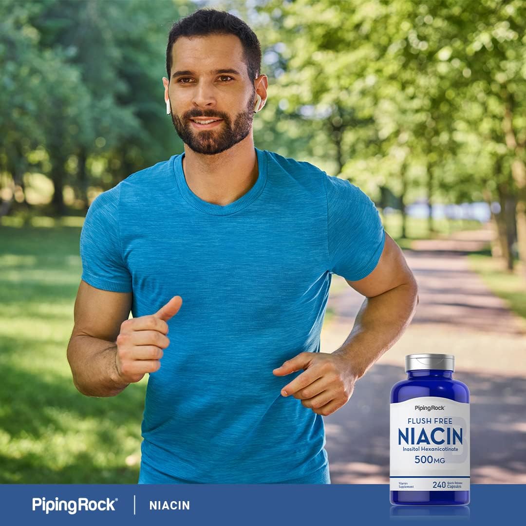 Piping Rock Niacin 500mg Flush Free | 240 Capsules | Vitamin B3 Food Supplement - görsel 6