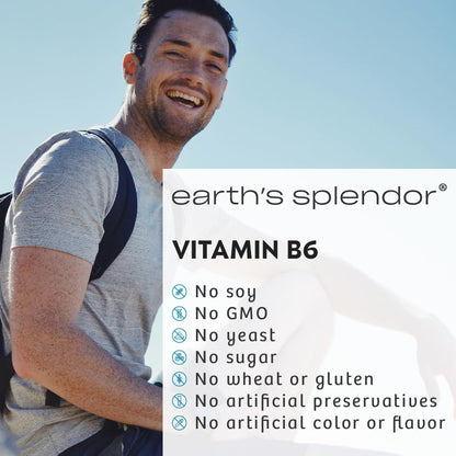 Earth's Splendor Vitamin B6 100mg, 250 Tablets – Energy & Metabolism Support