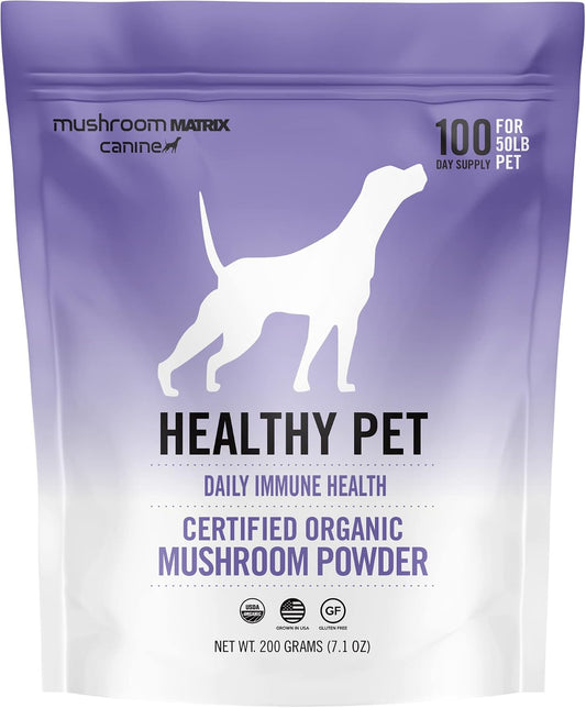 Om Mushroom Matrix Healthy Pet Mushroom Supplement – Organic Mushroom Powder for Dogs & Cats, 200g (7.1 oz)