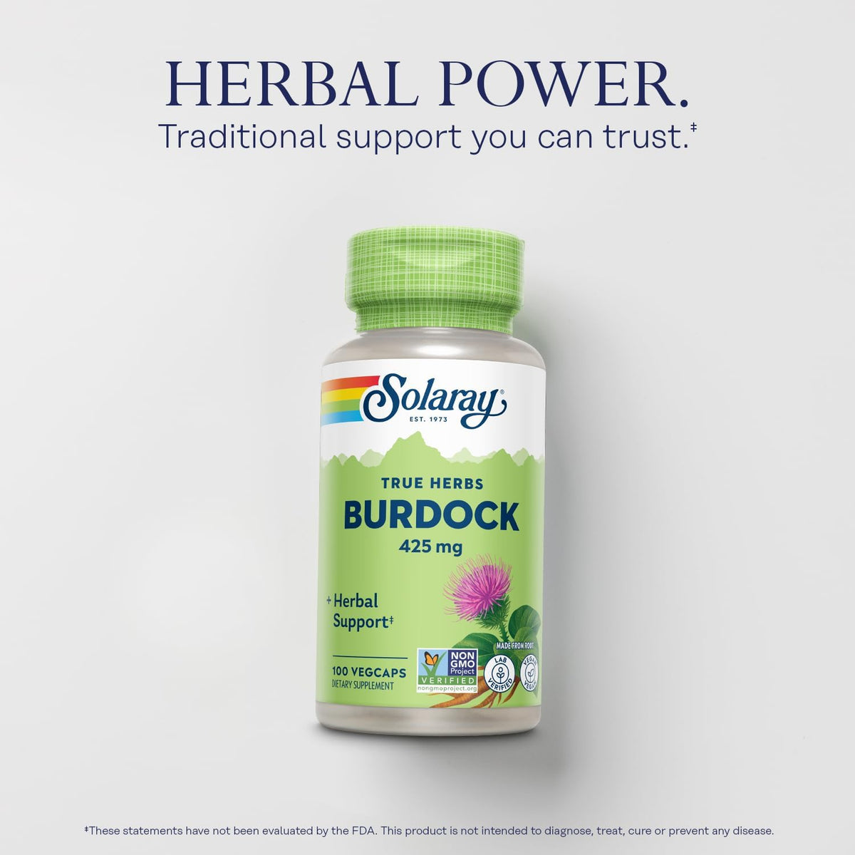 SOLARAY Burdock Root 425 mg - Non-GMO - 100 VegCaps - görsel 3