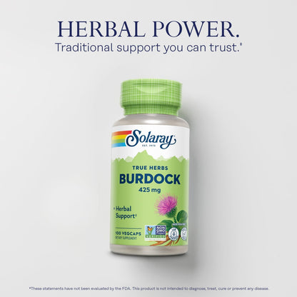 SOLARAY Burdock Root 425 mg - Non-GMO - 100 VegCaps