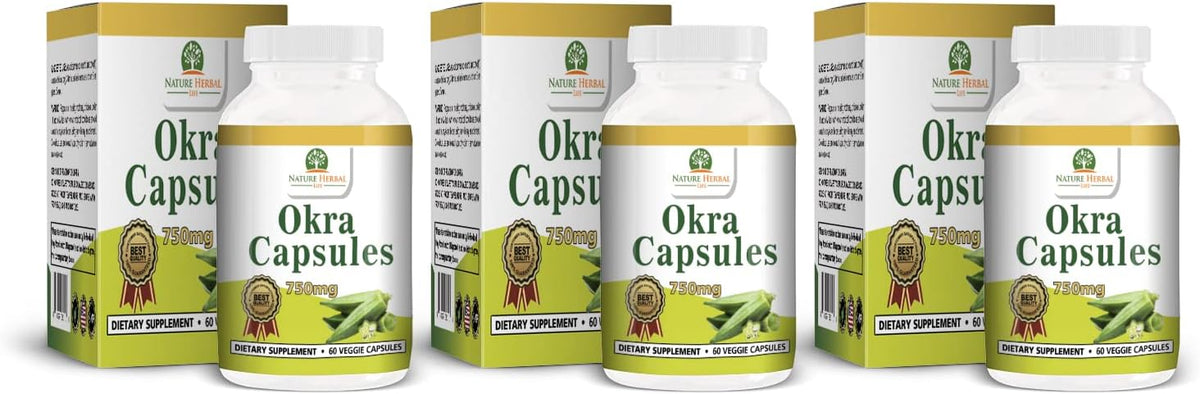 Okra Capsules 750 mg - 180 Vegetarian Capsules - Nature Herbal Life - görsel 1