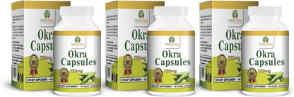 Okra Capsules 750 mg - 180 Vegetarian Capsules - Nature Herbal Life