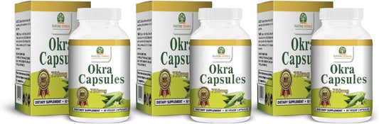 Okra Capsules 750 mg - 180 Vegetarian Capsules - Nature Herbal Life