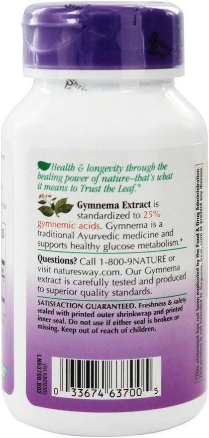 Nature's Way Gymnema Standardised, 500 mg, 60 Vegetarian Capsules (Pack of 3)