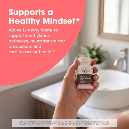 MethylPro L-Methylfolate 5 mg - Methylated Vitamin B9 for Brain Health, Focus and Calm - 30 Capsules