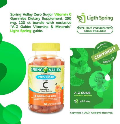 Zero Sugar Vitamin C Gummies Dietary Supplement, 250 mg, 120 Gummies