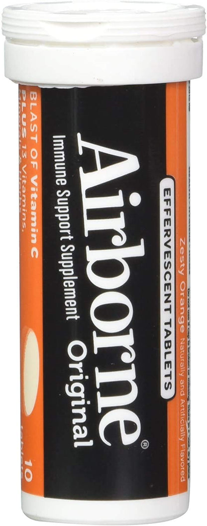 Airborne Zesty Orange Effervescent Tablets - Vitamin C 1000mg Immune Support (Pack of 3)