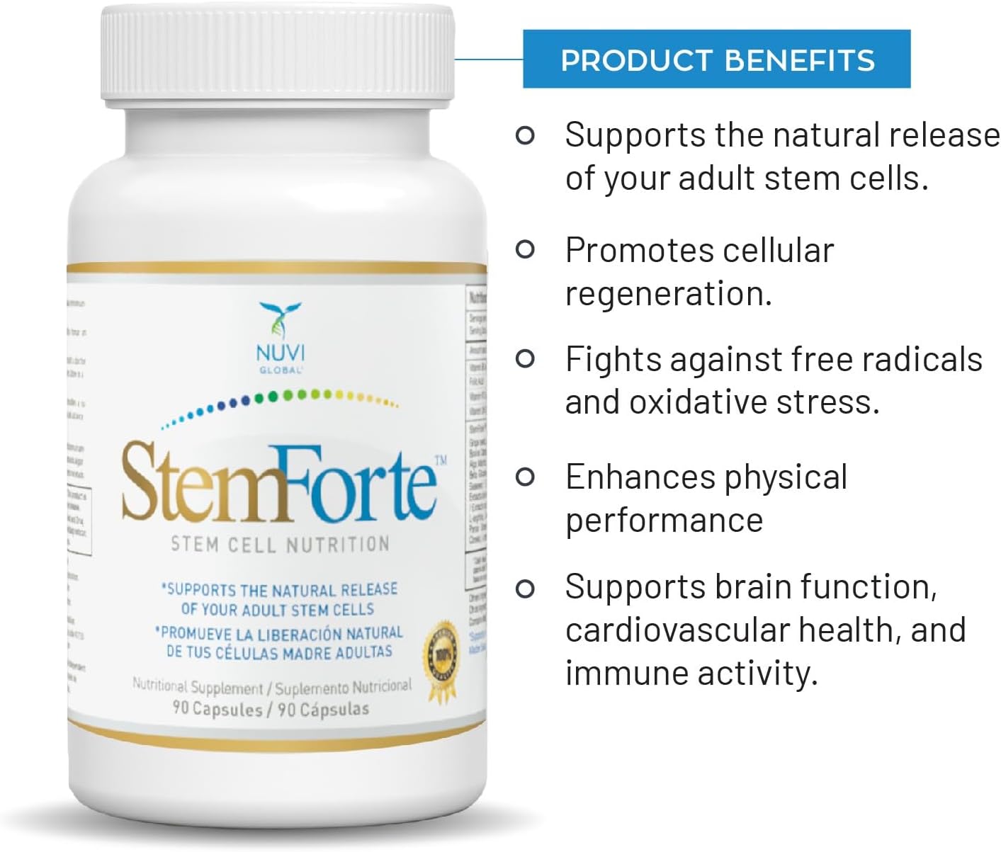 NuVi Global StemForte Stem Cell Supplement | Anti-Ageing Cellular Nutrition | 90 Capsules - görsel 7