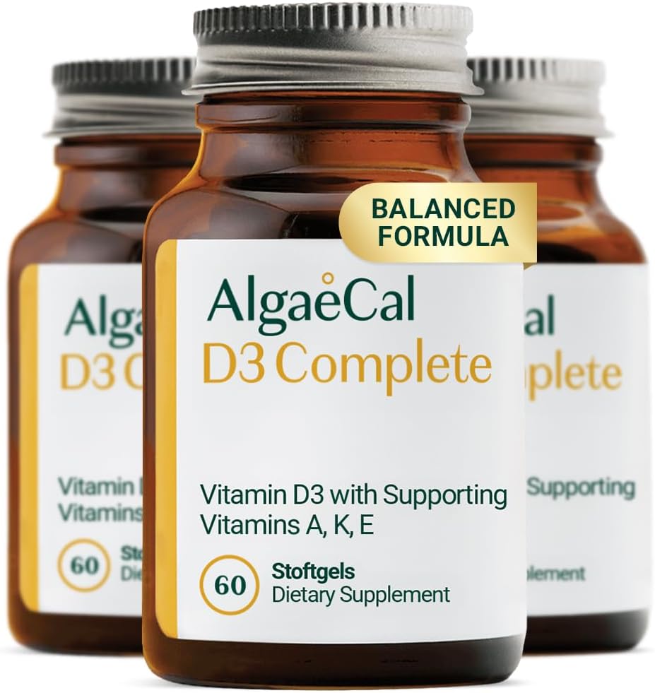ALGAECAL D3 Complete - Vitamin D3, K2, A & E Food Supplement, 60 Soft gel capsules (3-Pack) - görsel 1