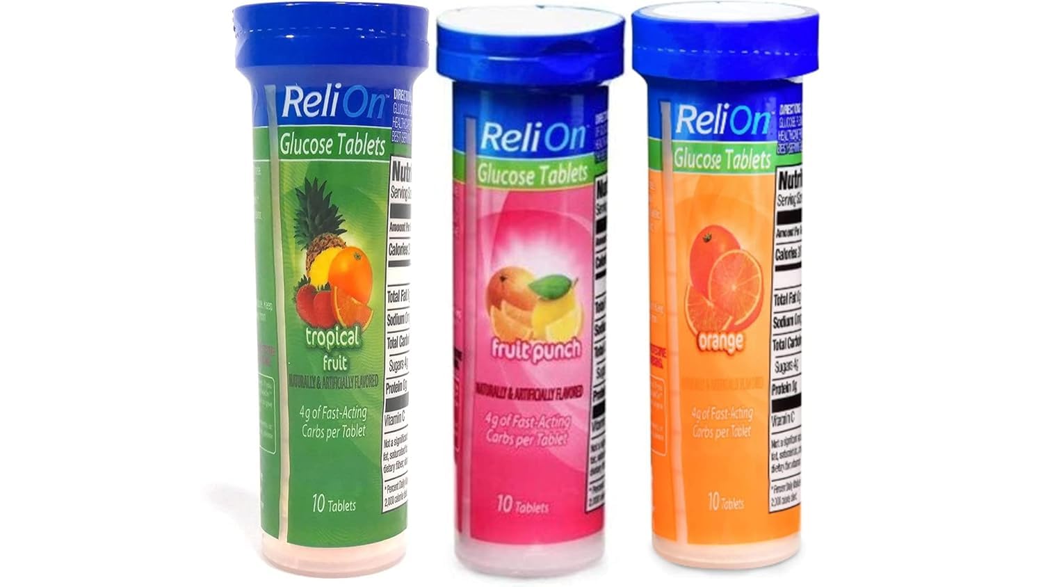 ReliOn Glucose Tablets Fruit Punch Flavour - 6 Pack of 10 Tablets (60 Tablets Total) - görsel 1