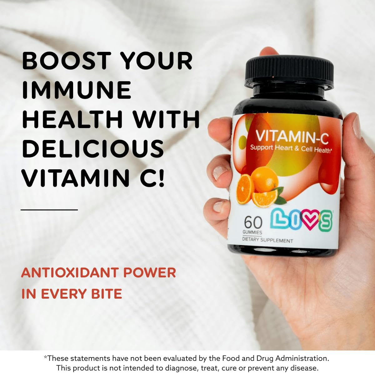 LIVS Vitamin C 250mg Gummies - Immune Support, Vegan, Non-GMO, Gluten-Free - 60 Count - görsel 2