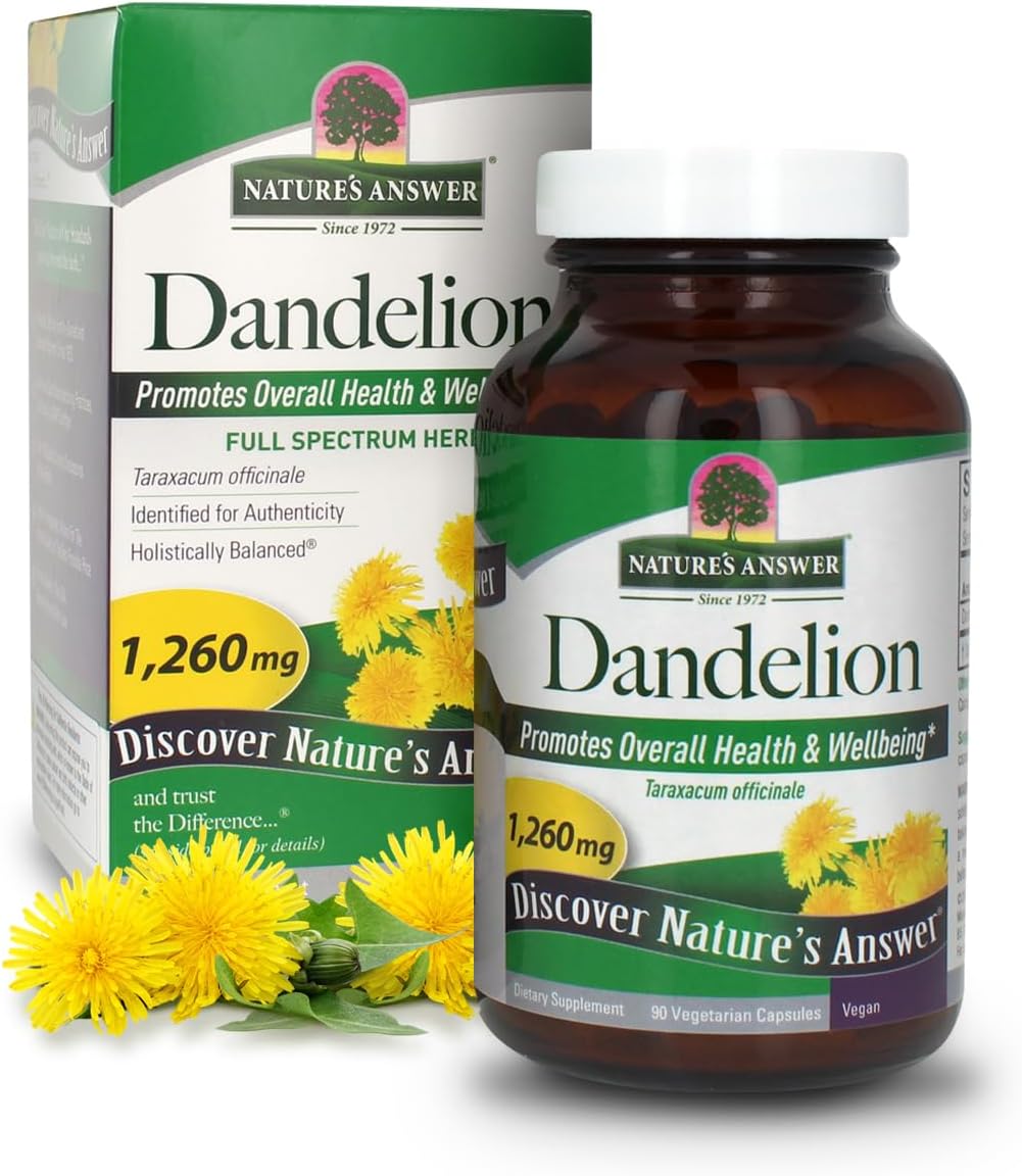 Nature's Answer Dandelion Root - 1,260 mg, 90 Vegetarian Capsules - Traditionally Used to Support Liver Health & Natural Cleansing - görsel 1
