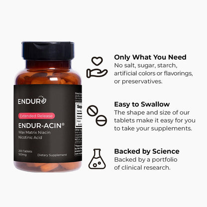 ENDUR-ACIN - Niacin (Vitamin B3) Extended-Release 500 mg, 200 Tablets