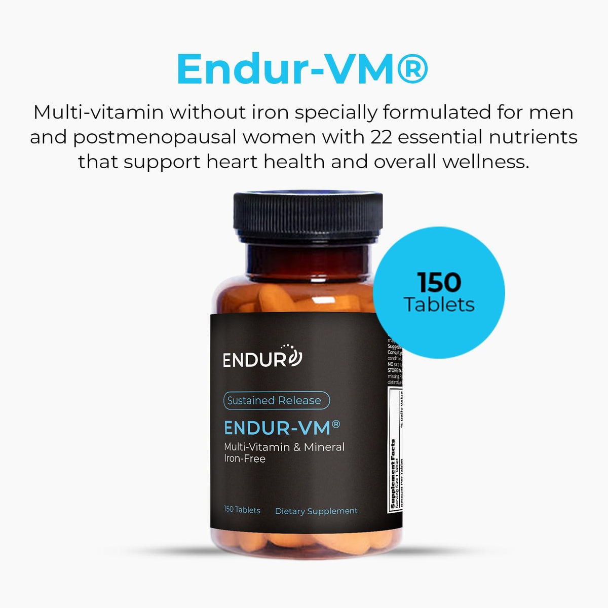 ENDUR-VM Multivitamin (No Iron) – Sustained Release – 150 Tablets - görsel 2