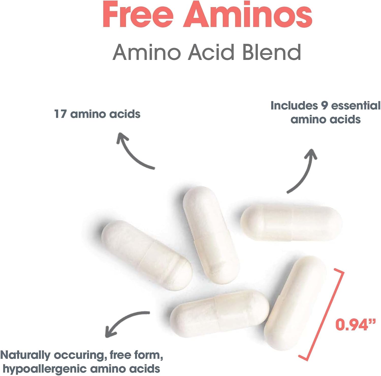 ARG Free Aminos - Free Form Amino Acid Complex with 5-HTP - Essential Amino Acids for Muscle and Neurological Support - 100 Vegetarian Capsules - görsel 4
