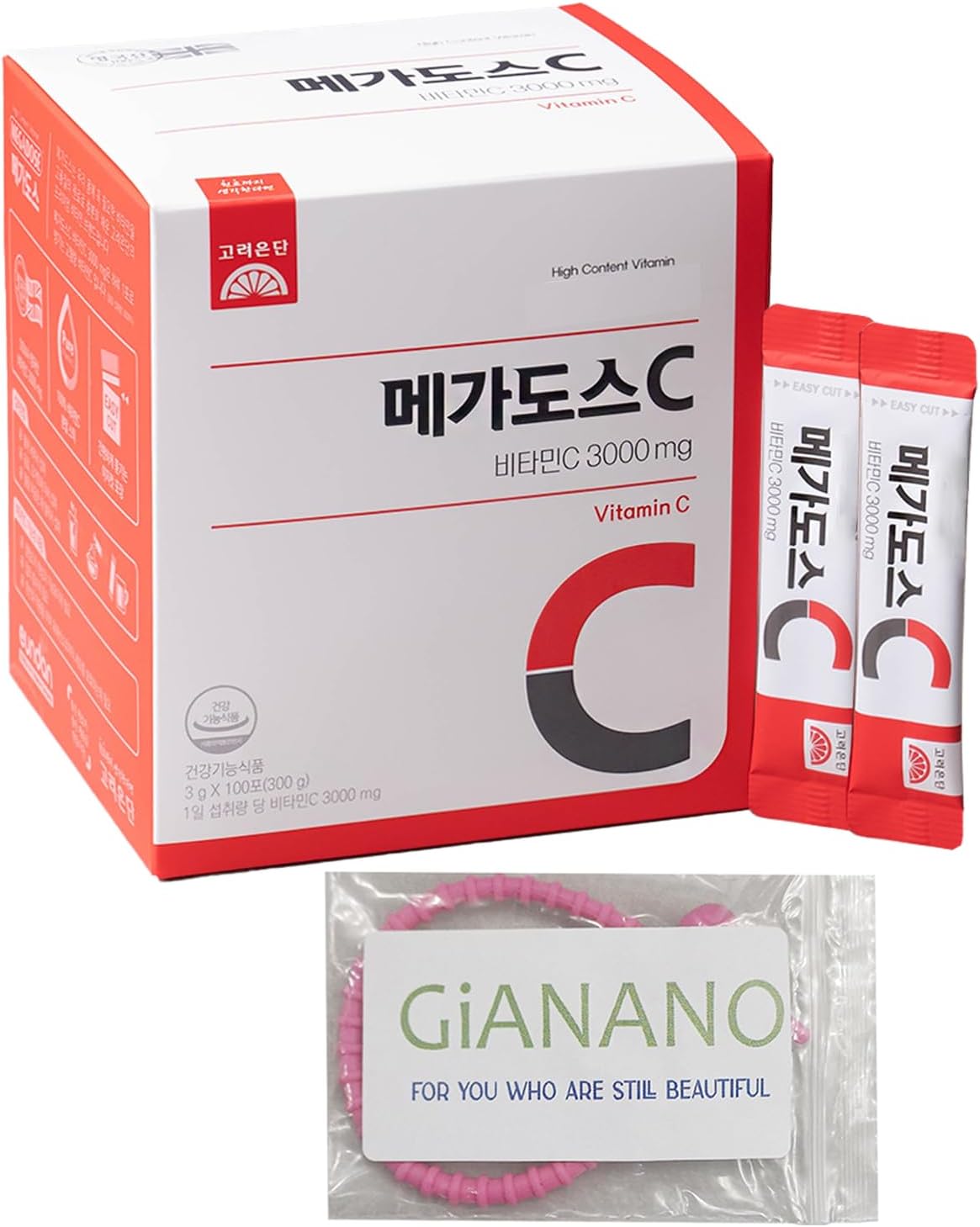 GIANANO Korean Vitamin C Powder Sticks - 3,000mg per Stick, 100 Single-Serve Packets (300g) - görsel 1