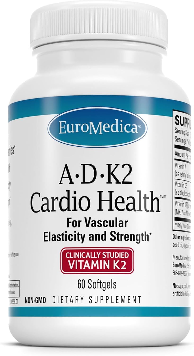 EuroMedica A·D·K2 Cardio Health - Cardiovascular Support Food Supplement with Vitamins A, D3, and K2 - 60 Softgels - görsel 1