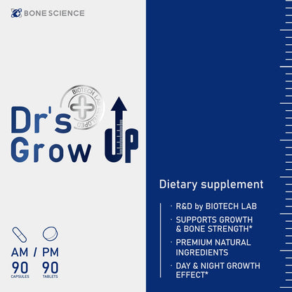 BONE SCIENCE Dr’s Grow UP AM & PM Bone and Growth for Kids and Teens, Day and Night System