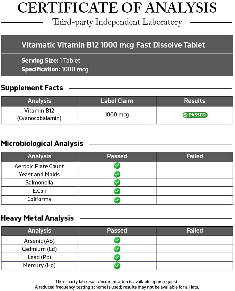 Vitamatic Vitamin B12 1000 mcg Fast Dissolve Tablets – Natural Berry Flavour – 365 Tablets per Bottle – Supports Energy Metabolism & Nervous System Health - görsel 3
