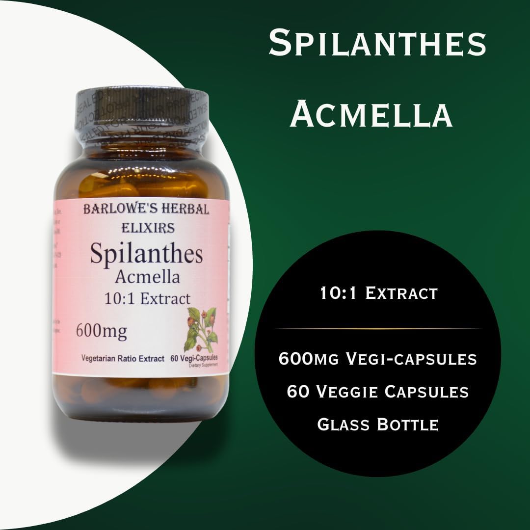 Spilanthes Acmella Extract | 600mg Per Capsule | Herbal Supplement for Natural Wellbeing & Balance | 60 Vegan Capsules | Stearate-Free, Glass Bottled for Freshness - görsel 3