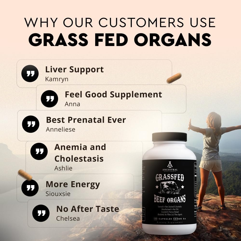 Ancestral Supplements Grass-Fed Beef Organ Supplement – Whole Body Wellness Blend, 180 Capsules - görsel 7