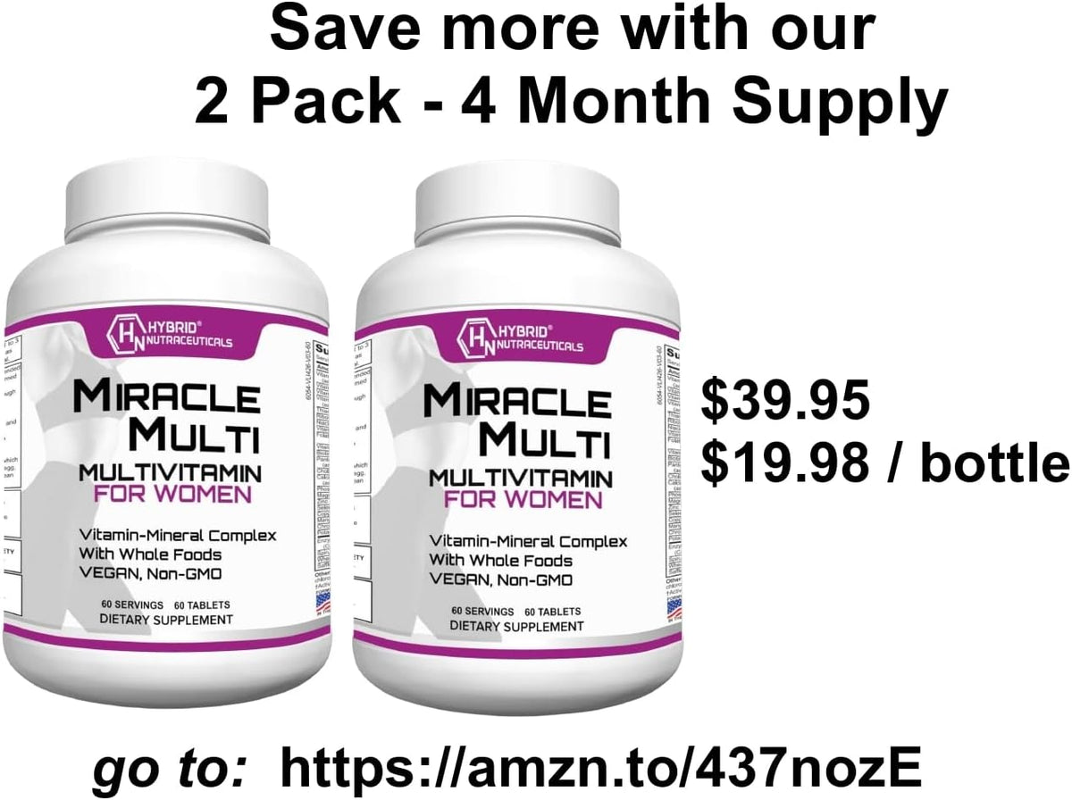 MiracleMulti Women's Multivitamin with Probiotics, Biotin, Folic Acid, Enzymes & Fruit/Vegetable Blend, 60 Capsules (Non-GMO) - görsel 9