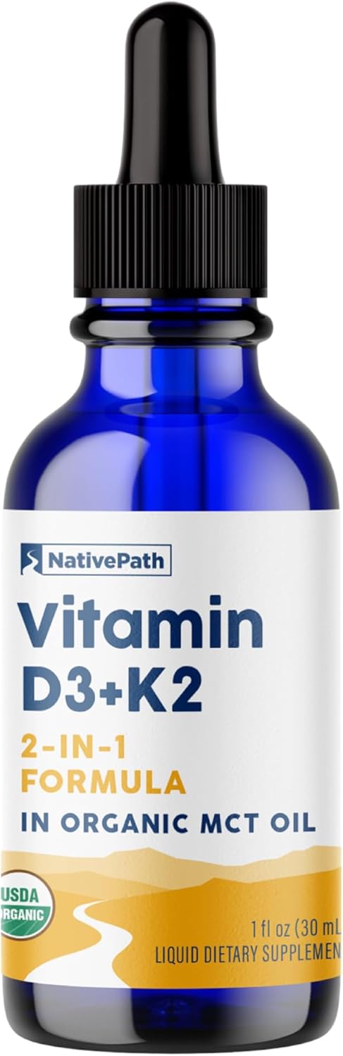NativePath D3K2 Tincture – Vitamin D3 and K2 with Organic MCT Oil, 30 ml (30 Servings) - görsel 1