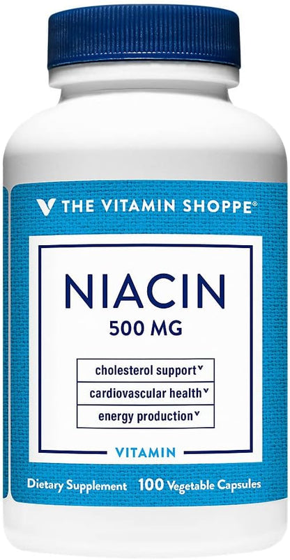 The Vitamin Shoppe Niacin Cholesterol Support 500, 100 Vegetable Capsules
