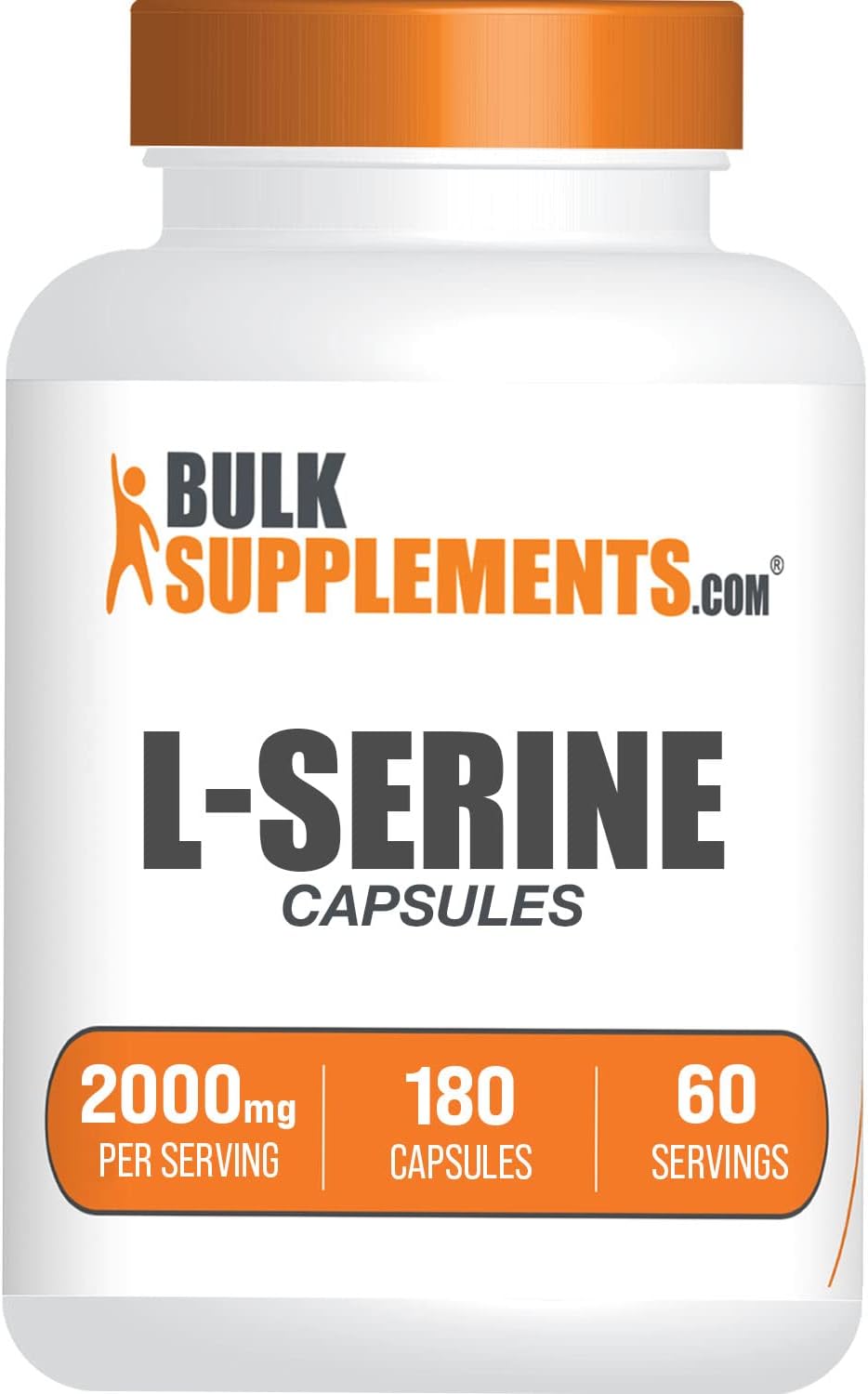 BulkSupplements.com L-Serine Capsules - 2000mg per Serving, 180 Count - görsel 1