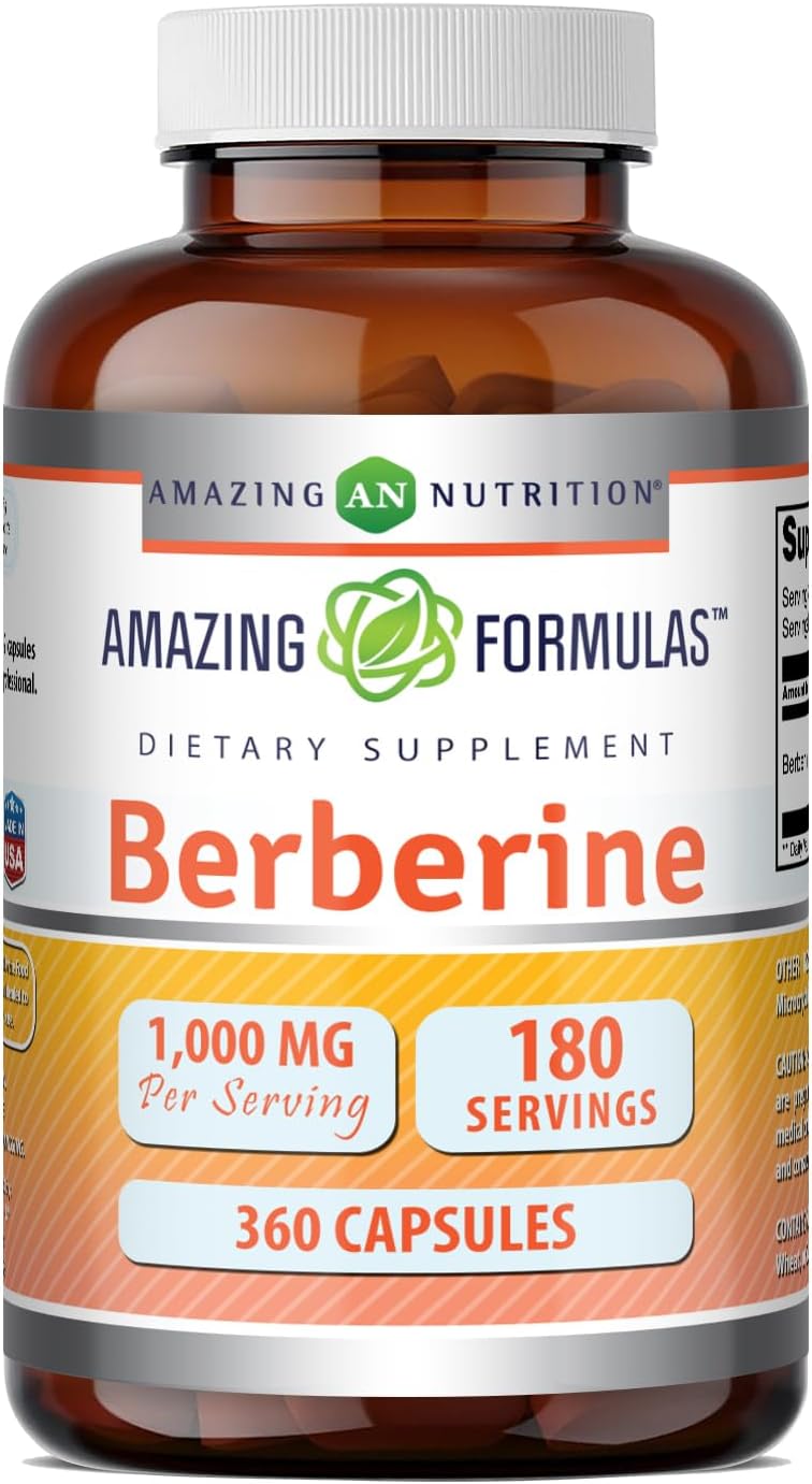 Amazing Formulae Berberine 1000mg per Serving, 120 Capsules - Non-GMO, Gluten-free Supplement - görsel 6