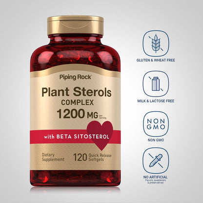 Piping Rock Plant Sterols Supplement | 1200 mg | 120 Softgels | with Beta Sitosterol | Phytosterol Complex | Non-GMO, Gluten-free