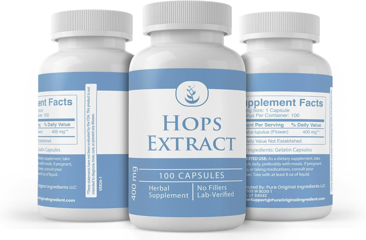 PURE ORIGINAL INGREDIENTS Hops Extract, (100 Capsules), Always Pure, No Additives Or Fillers, Lab Verified - görsel 4