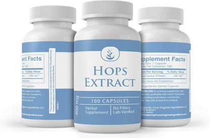 PURE ORIGINAL INGREDIENTS Hops Extract, (100 Capsules), Always Pure, No Additives Or Fillers, Lab Verified