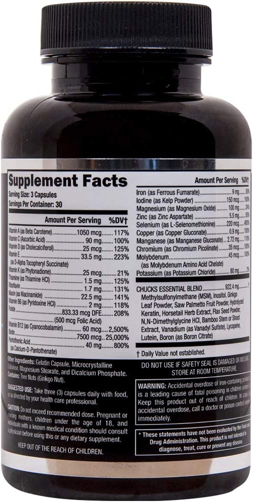Chuck Essentials - The Bearded Man's Multivitamin for Faster Growing Beard (90 Capsules) - görsel 2