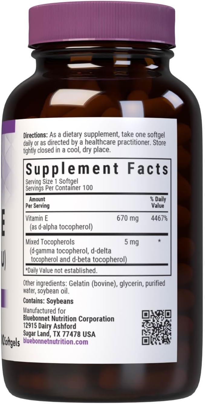 Bluebonnet Vitamin E 1000 IU Mixed Softgels, 100 Count - görsel 2