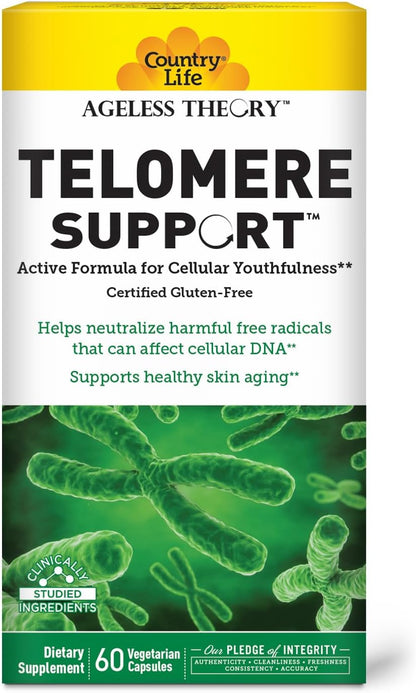Country Life Ageless Theory Telomere Support – 60 Capsules – Vegan & Gluten-free Anti-Ageing Supplement