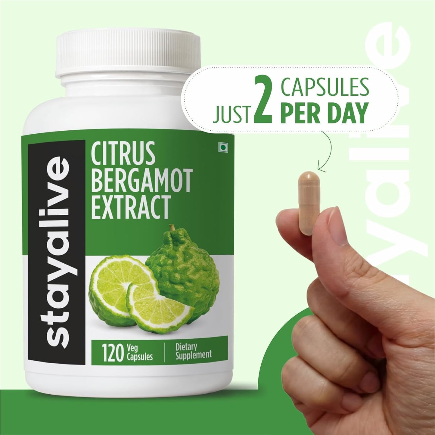 StayAlive Citrus Bergamot Capsules 1000mg, 30:1 Super Extract with 50% Polyphenolic Flavanones, 120 Capsules - görsel 7