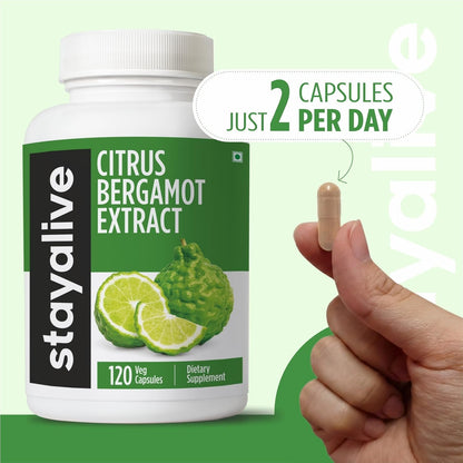 StayAlive Citrus Bergamot Capsules 1000mg, 30:1 Super Extract with 50% Polyphenolic Flavanones, 120 Capsules