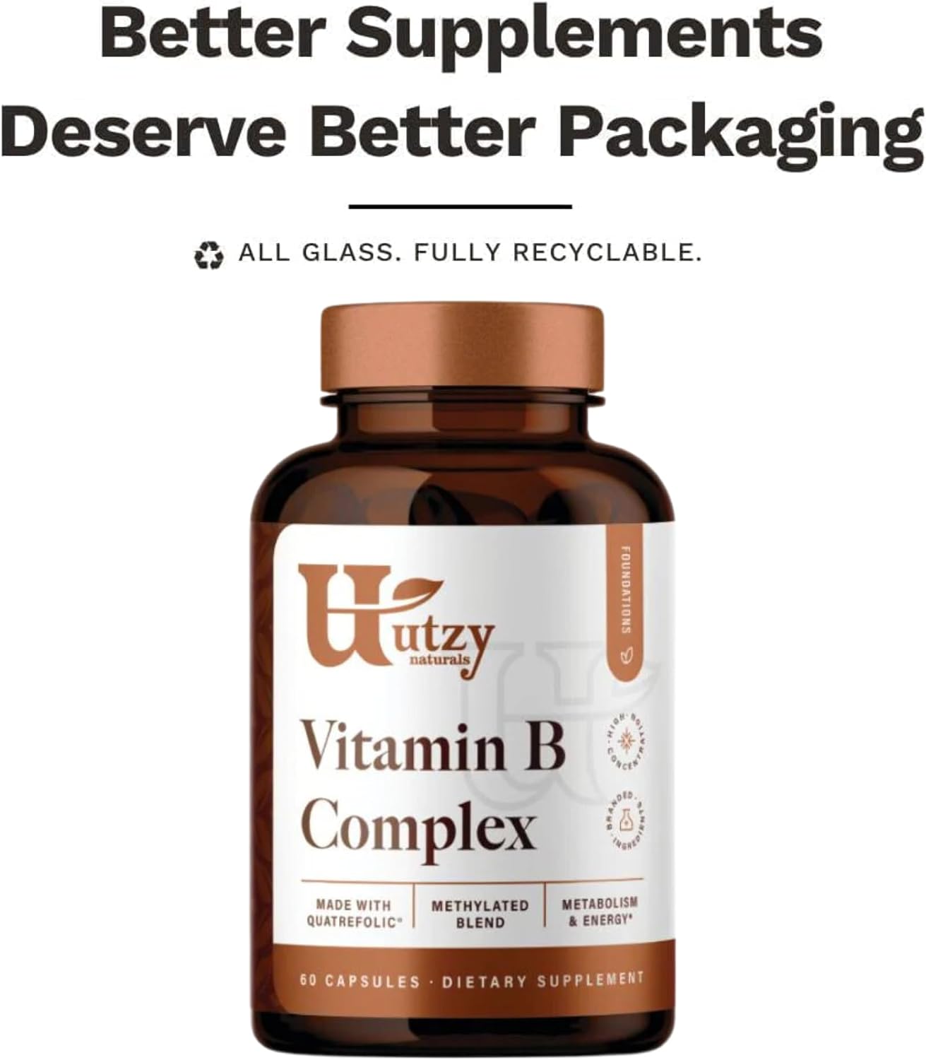 Utzy Naturals Vitamin B Complex | Contains All 8 Essential B Vitamins | with Choline and Inositol | 60 Capsules - görsel 8