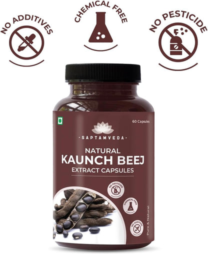 SAPTAMVEDA Natural Kaunch Beej Extract 500mg - 60 Vegan Capsules – Image 3