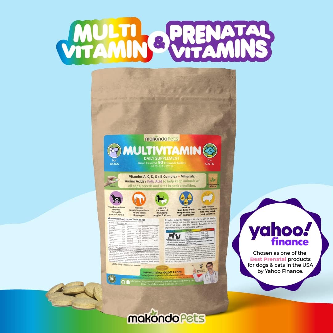 Dog Prenatal Vitamins – Multivitamin with Folic Acid, Calcium, Iron, Minerals and Amino Acids. Ideal for Pregnant, Nursing and New-born Pets – Senior Dog Supplement, Complete Puppy Multi Vitamin - görsel 2