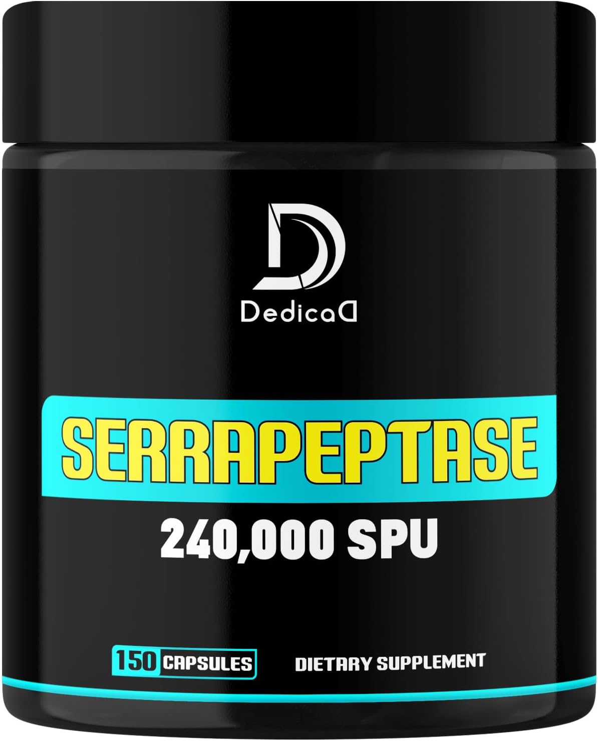 DEDICAD Serrapeptase Supplement 240,000 SPU – 150 Capsules for Cardiovascular Health, Immune Support & Respiratory Comfort - görsel 1