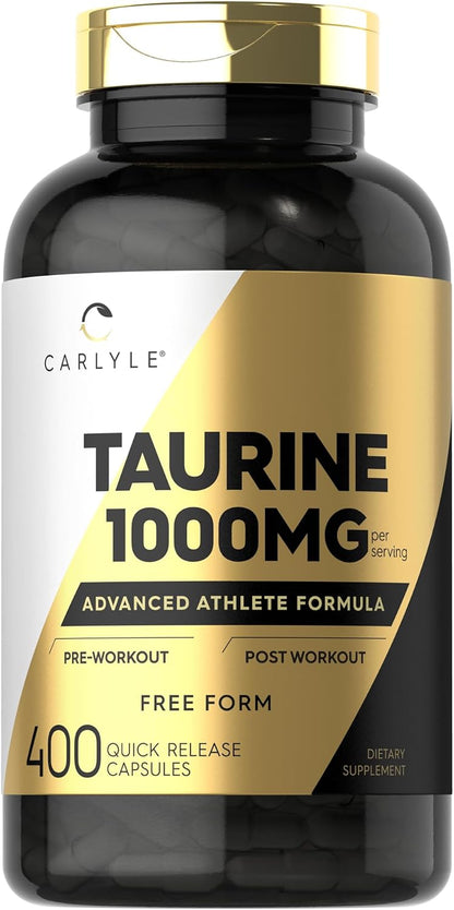 Carlyle Taurine 1000mg | 400 Capsules | Double Strength | Non-GMO & Gluten-free