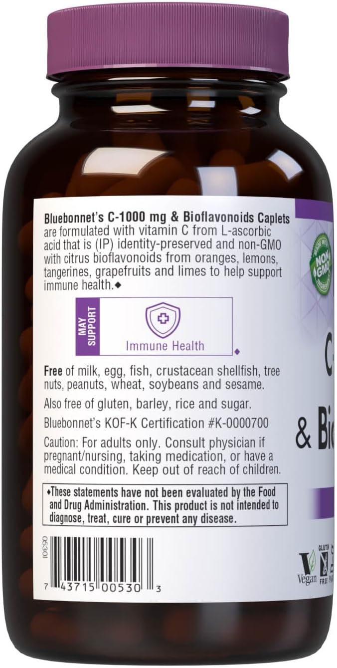 Bluebonnet Nutrition C-1000 mg Plus Bioflavonoids Caplets, 180 Caplets - görsel 3